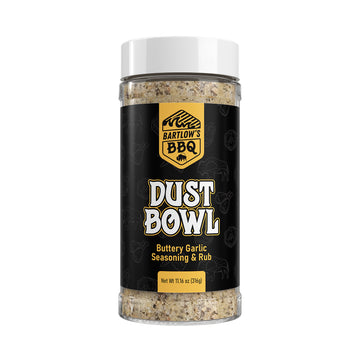 Bartlow's BBQ Dust Bowl rub—bold seasoning mix for meats, vegetables, and all-purpose grilling.