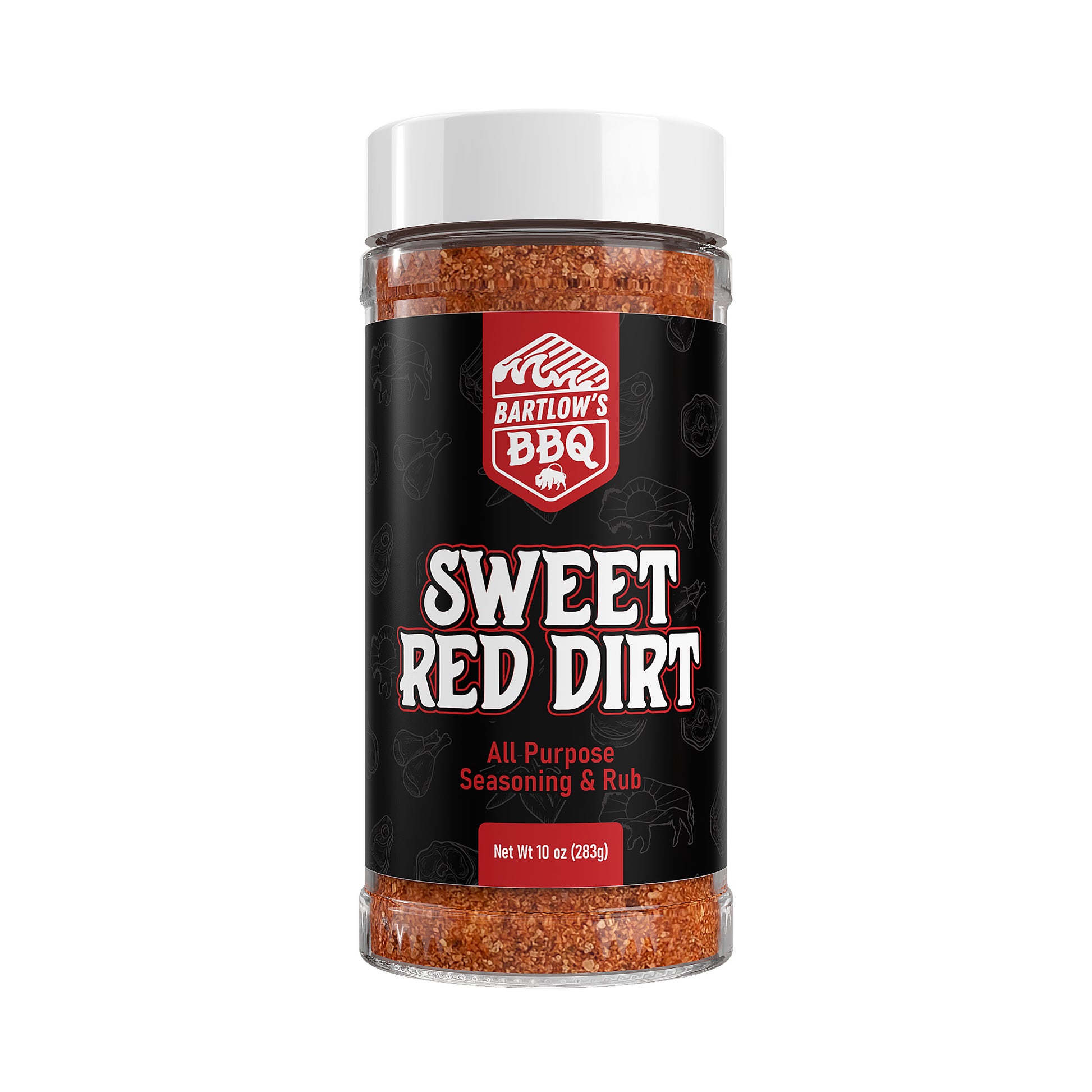 Sweet Red Dirt barbecue rub by Bartlow's BBQ—premium seasoning for ribs, brisket, and grilled meats.