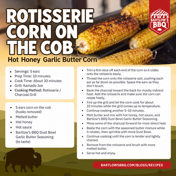 Rotisserie Corn on the Cob with Hot Honey Garlic Butter