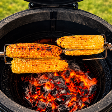 Rotisserie Corn on the Cob with Hot Honey Garlic Butter — food photo