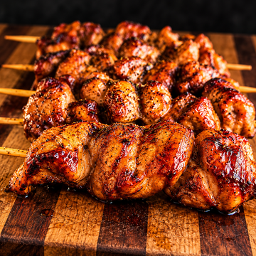 I Tried Hot Honey Chicken Skewers on a Santa Maria Grill — food photo