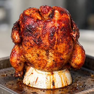 Kamado Joe Beer Can Chicken - Testing the INKBIRD IBT-26S 5 GHZ Thermometer — food photo