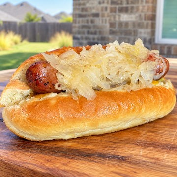 Smoked Sausage on the Pit Barrel Cooker with Sauerkraut -PBC Accessory — food photo