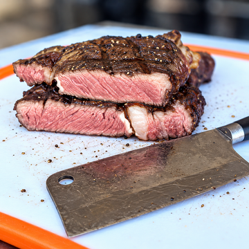 Grill Grate Steak - Reverse Searing on Drum Smoker - Baby Draft Master from Smoker Builder — food photo