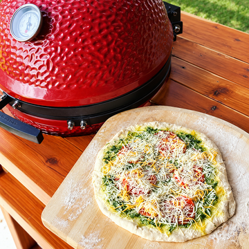 Kamado Joe Classic II Pizza - How to Make Pizza with Pizza Stone — food photo