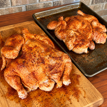 Spatchcock BBQ Chicken On the Kamado Joe | Spathcock BBQ Chicken — food photo