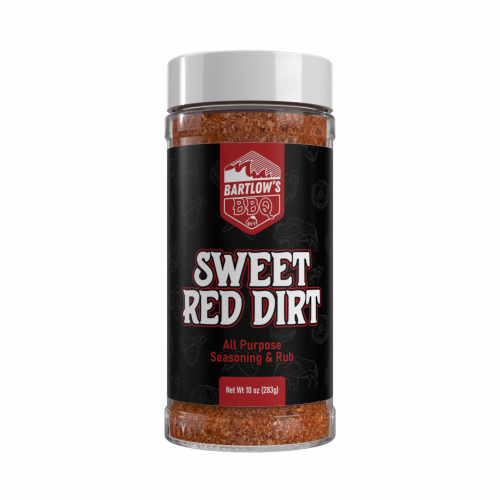 Sweet Red Dirt barbecue rub by Bartlow's BBQ—premium seasoning for ribs, brisket, and grilled meats.